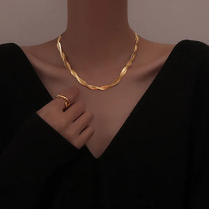 316L Stainless Steel Weave Charms Snake Chain Choker Necklace