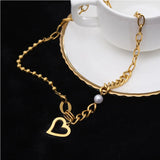 316L Stainless Steel Heart Charm Chain Choker Necklace