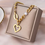 316L Stainless Steel Heart Charm Chain Choker Necklace