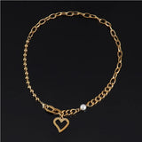 316L Stainless Steel Heart Charm Chain Choker Necklace