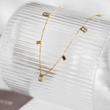 316L Stainless Steel Zircon Square Choker Necklace