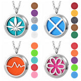 30mm Stainless Steel Aromatherapy Diffuser Necklace Pendant with 10 Oil Pads