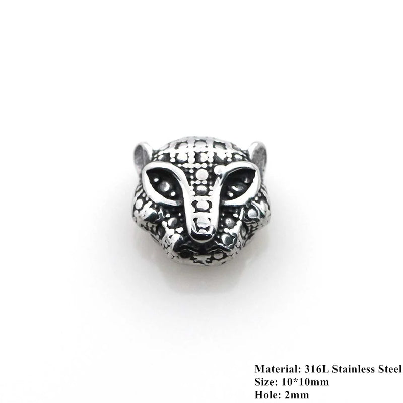 316L Stainless Steel Tiger Lion Small Hole Bead Charms Spacer Beads