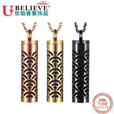 316L Stainless Steel Aromatherapy Locket Chain Necklace Essential Oil Diffuser