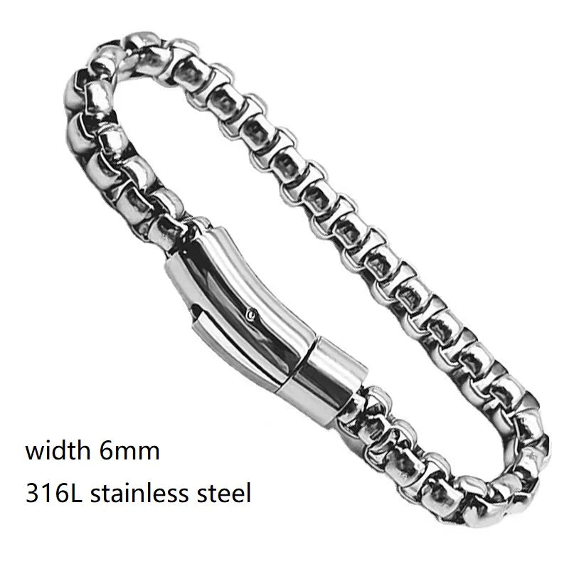 316L Stainless Steel BOX Chain Bracelet for Men Women