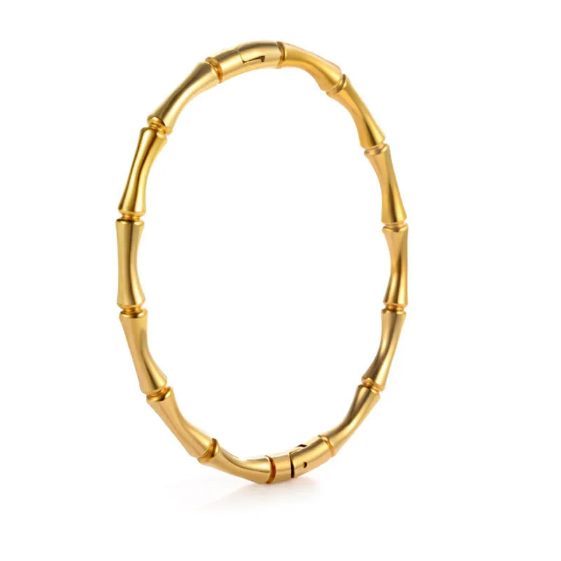316L Stainless Steel Bamboo Bracelet Polished Fashionable Women's Bangle