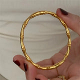 316L Stainless Steel Bamboo Bracelet Polished Fashionable Women's Bangle