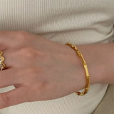 316L Stainless Steel Bamboo Bracelet Polished Fashionable Women's Bangle