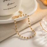 316L Stainless Steel Glass Beads Bracelet for Women Girls