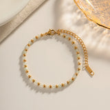 316L Stainless Steel Glass Beads Bracelet for Women Girls