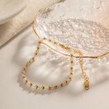 316L Stainless Steel Glass Beads Bracelet for Women Girls