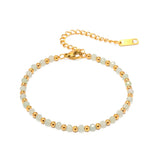 316L Stainless Steel Glass Beads Bracelet for Women Girls