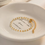 316L Stainless Steel Glass Beads Bracelet for Women Girls