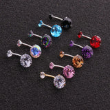 316L Colored Zircon Double Navel Nail Ring Ombligo Body Jewelry 14G