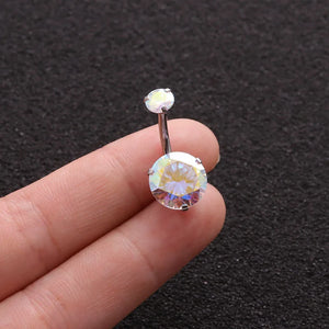 316L Colored Zircon Double Navel Nail Ring Ombligo Body Jewelry 14G