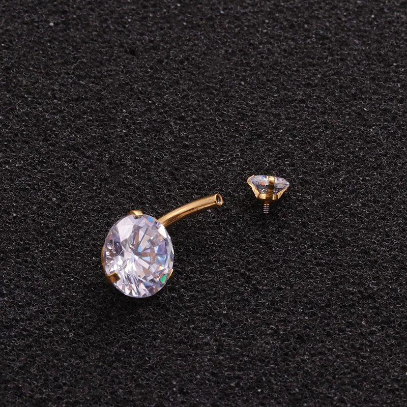 316L Colored Zircon Double Navel Nail Ring Ombligo Body Jewelry 14G