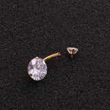 316L Colored Zircon Double Navel Nail Ring Ombligo Body Jewelry 14G