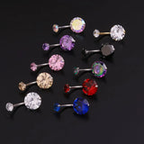 316L Colored Zircon Double Navel Nail Ring Ombligo Body Jewelry 14G