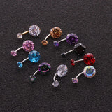 316L Colored Zircon Double Navel Nail Ring Ombligo Body Jewelry 14G
