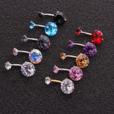 316L Colored Zircon Double Navel Nail Ring Ombligo Body Jewelry 14G