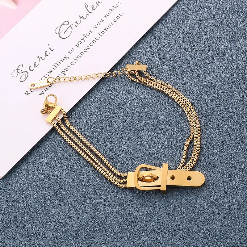 3-Layer Chain Bracelet Stainless Steel Streetwear Punk Jewelry
