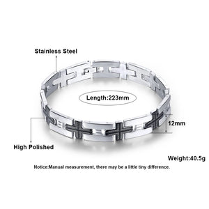 316L Stainless Steel Cross Chain Link Bracelet