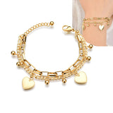 Bohemia 2 Layer Love Heart Charm Chain Bracelet for Women