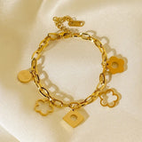 316L Stainless Steel Bracelet Geometric Hollow Flower Thick Chain Women Jewelry