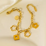 316L Stainless Steel Bracelet Geometric Hollow Flower Thick Chain Women Jewelry