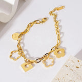 316L Stainless Steel Bracelet Geometric Hollow Flower Thick Chain Women Jewelry