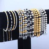 316L Stainless Steel Bead Bracelet 3-8mm for Women Men