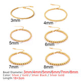 316L Stainless Steel Bead Bracelet 3-8mm for Women Men