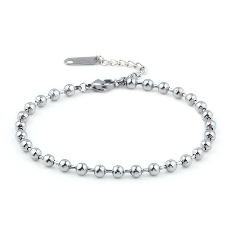 316L Stainless Steel Bead Bracelet 4MM Chain Couple Bracelets Jewelry Gift