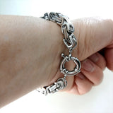 316L Stainless Steel Byzantine Link Chain Bracelet Water Resistance