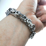 316L Stainless Steel Byzantine Link Chain Bracelet Water Resistance