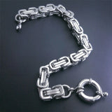 316L Stainless Steel Byzantine Link Chain Bracelet Water Resistance