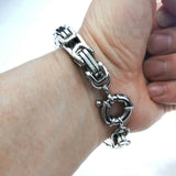 316L Stainless Steel Byzantine Link Chain Bracelet Water Resistance