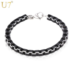 316L Stainless Steel Men's Box Link Chain Bracelet H685