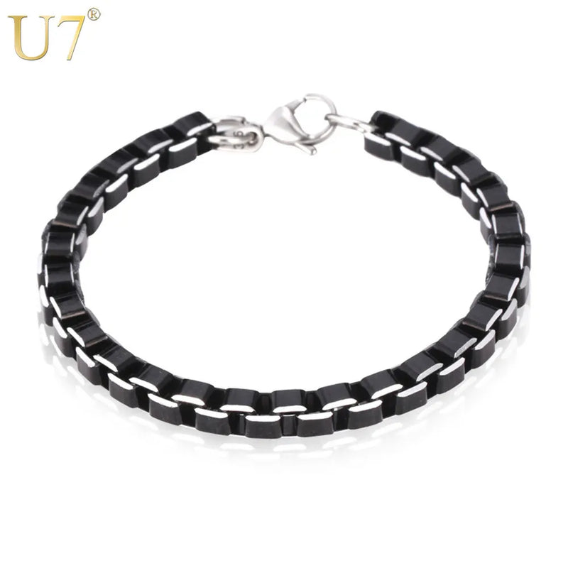 316L Stainless Steel Men's Box Link Chain Bracelet H685