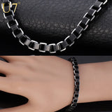 316L Stainless Steel Men's Box Link Chain Bracelet H685