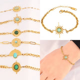 316L Stainless Steel Beads Charm Bracelet Heart Pendant Natural Stone Jewelry