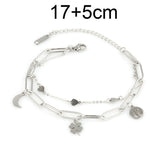 316L Stainless Steel Beads Charm Bracelet Heart Pendant Natural Stone Jewelry