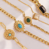 316L Stainless Steel Women's Bracelet Turquoise Pendant Chain
