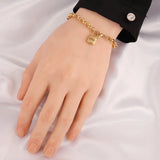 Vintage Heart Pendant Chain Bracelet 316L Stainless Steel Lock Charms Jewelry