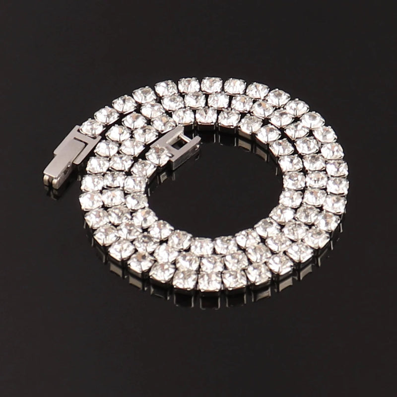 316L Stainless Steel Tennis Chain Bracelet w/ CZ Crystal for Women