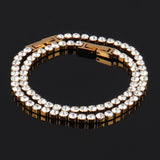 316L Stainless Steel Tennis Chain Bracelet w/ CZ Crystal for Women
