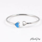 316L Stainless Steel Heart Charm Bracelet Set for Women