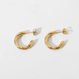 316L Stainless Steel CC Shape Twisted Hoop Earrings For Women