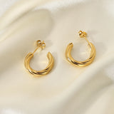 316L Stainless Steel CC Shape Twisted Hoop Earrings For Women