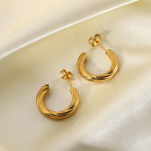 316L Stainless Steel CC Shape Twisted Hoop Earrings For Women